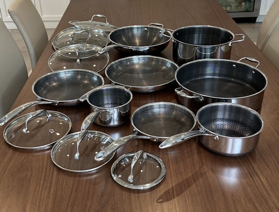 HexClad Hybrid Stainless Steel Cookware - 17 pieces set