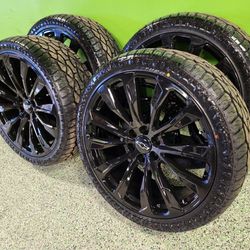 New 24 Inch Newer Gm Wheels Gloss Black With Atturo Tires 6 Lug Gm