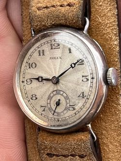Rolex Trench Watch Sterling Silver Case Great Original Condition Serviced