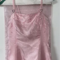 Pink Long Body Dress with Adjustable Corset Back and Shawl Scarf - Size S