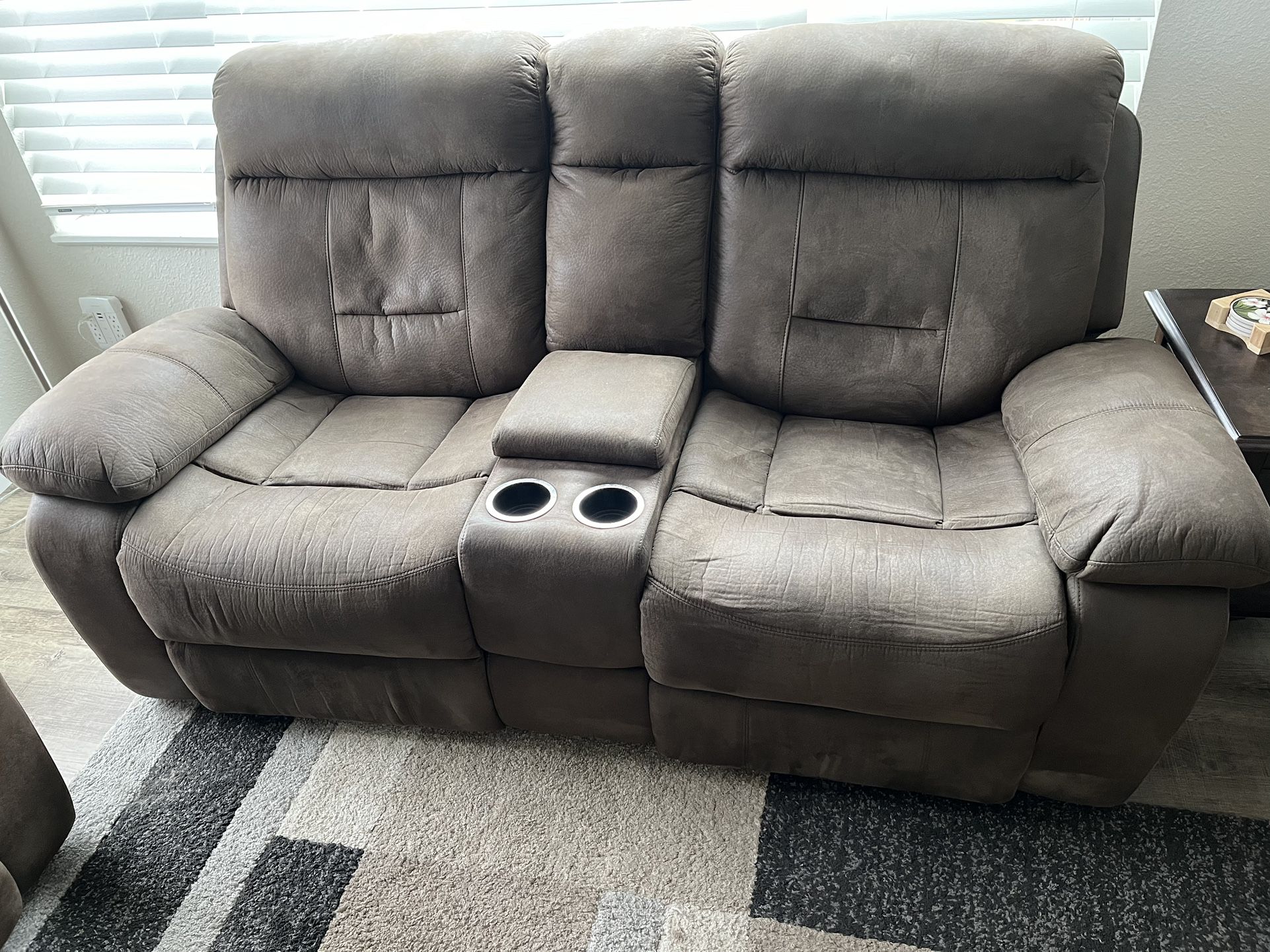 Faux Leather Reclining Loveseat and Couch