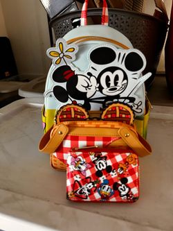 Mickey and Friends Picnic Loungefly with Matching wallet