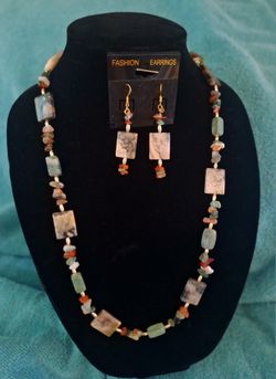 Handmade Stone Necklace & Earrings 