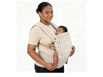 Houndstooth Cotton Cozy Baby Carrier, 11–44 lbs, Ergonomic IHDI Hip Healthy ergonomic seat, padded head support, wide waistband for plus-size parents,
