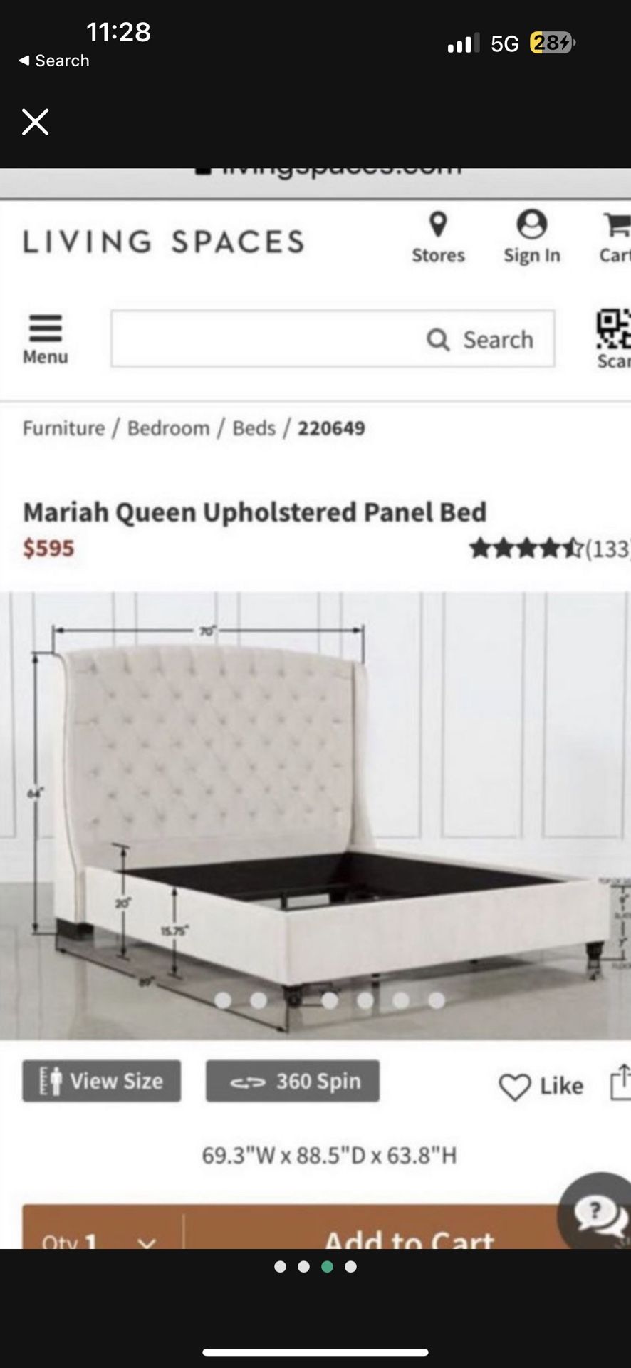 Living Spaces Upholstered Bed Frame