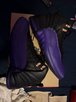 Air Jordan 12 Black Purple Gold Sneakers
