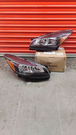 Fit 2013-2016 Ford Escape SUV Pair Black Housing Amber Side Headlight/Lamp Set