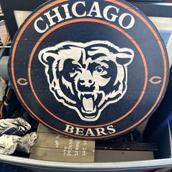 Chicago Bears Wooden Circular Wall Hanging