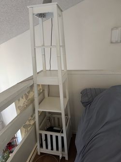 White Tall Tower Floor Lamp Shelf