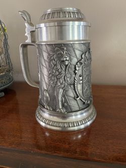 Pewter Beer Stein With Hinged Lid