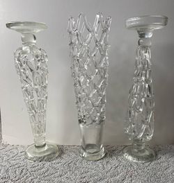 ZGallerie Clear Glass Candleholders and Vase Set of 3