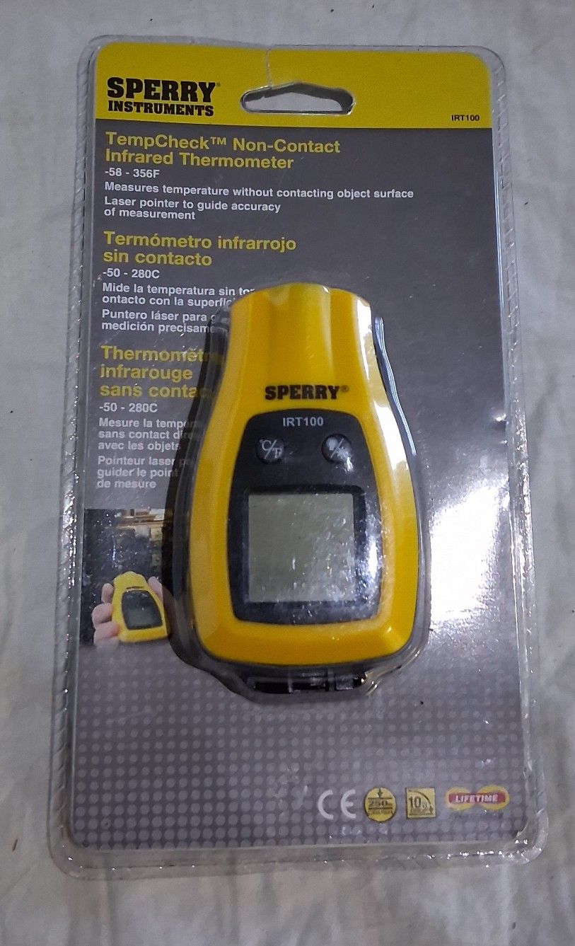 Sperry Instruments IRT100 Infrared Thermometer, -58 to 536 deg F, 1 deg F Resolution, LCD Display