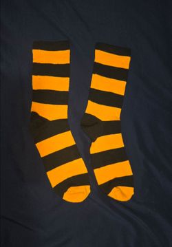 Halloween black and Orange Striped Crew Socks