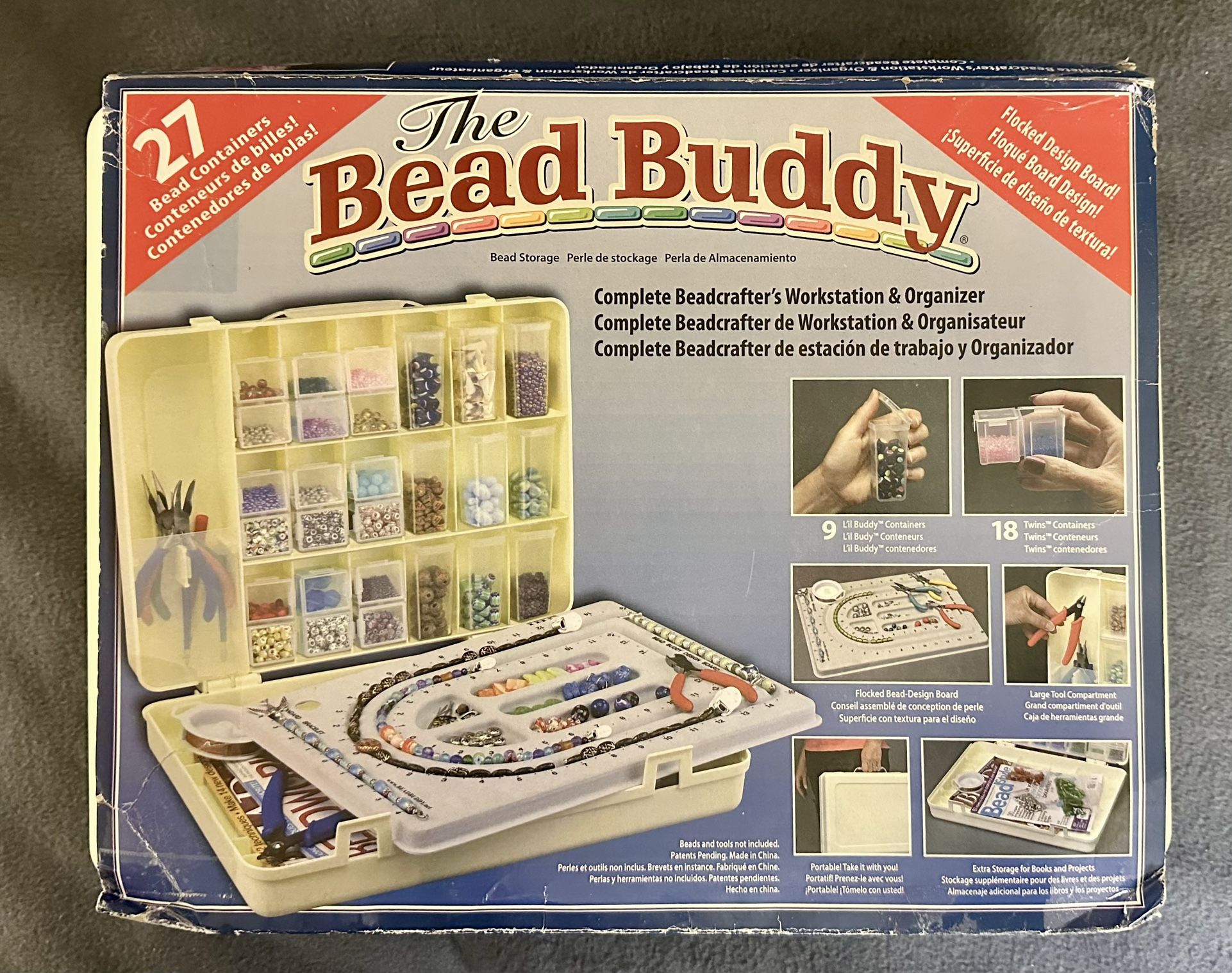 Bead Buddy Beadcrafter's Workstation & Organizer Stores Beads Includes Beadboard