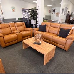 Leather Love Seat And Sofa