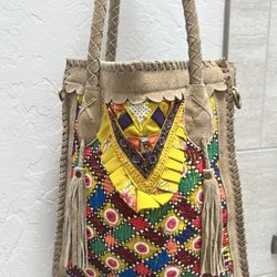 Vintage addiction Suede Leather, Bohemian Style Shoulder Bag/ Tote