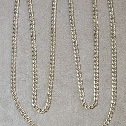 2 TONE DIAMOND CUT CUBAN CURB CHAIN 24" 3.5MM