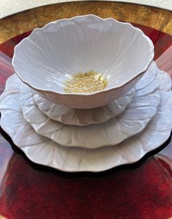 Beautiful Party  elegant Summer Picnic  White melamine dinner plate set. 150  pieces. Sunflower. White. Sturdy . Unique . See Below 