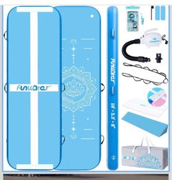 10ft Dual-Sided Inflatable Gymnastics Mat Tumble Track 8in Thick Connector Tape/Non-stretch strap For Tumbling Mat, Air Floor Tumble Track, Electric P