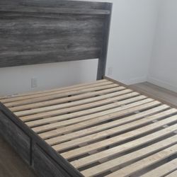 Grey Bed Wood Frame.