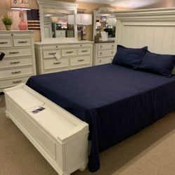 Kanwyn Whitewash Panel Storage Bedroom Set ✔ Queen And King Bed Frame