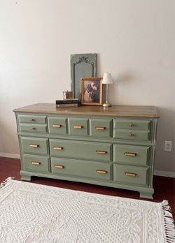 Sage Green Dresser with Wood Top