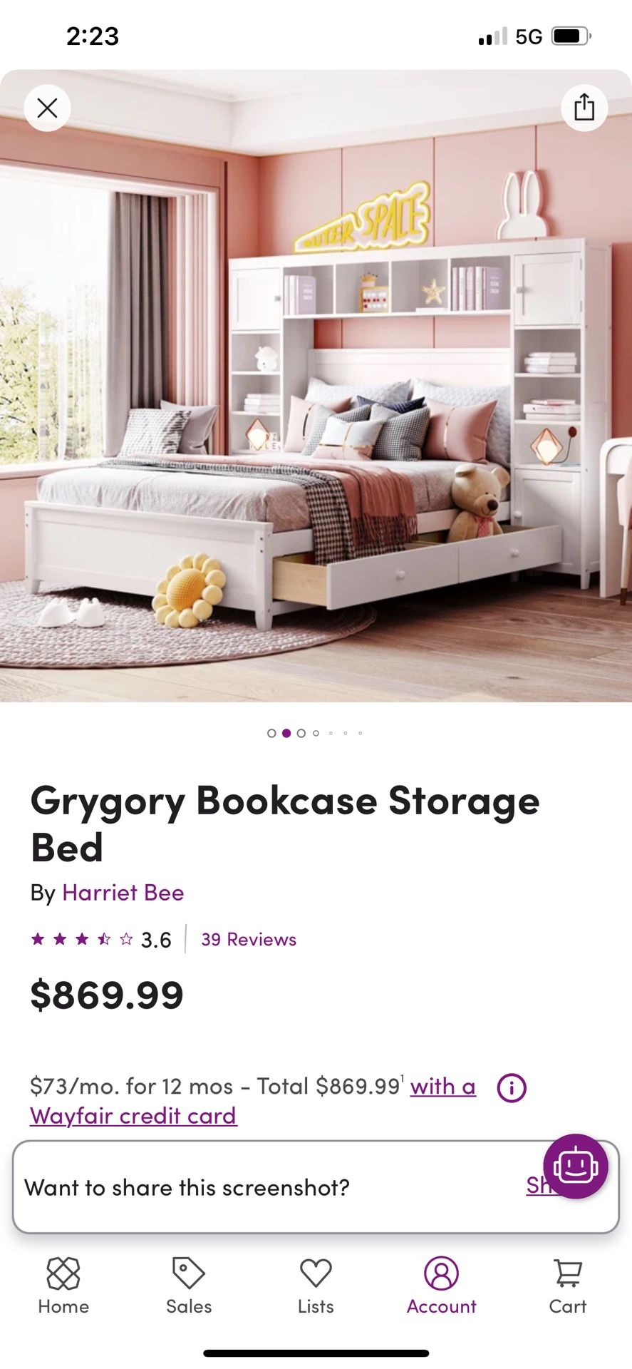 White Grygory Bookcase Storage Bed