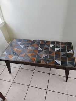 Mid-Century Modern Coffee Table with Tile Top