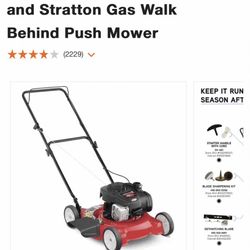 Lawn Mover Gas 20 In 125cc OHV Briggs
