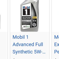Mobile 5W-30 Full Synthetic  Oil