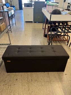 SONGMICS 43" Folding Storage Bench Ottoman Foot Rest - Brown