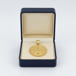 14K Yellow Gold Aztec Calendar Pendant