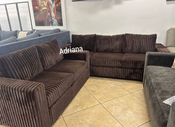 2-pc sofa set loveseat & sofa coffee Fur-like Jumbo Corduroy