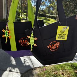 Trader Joes Mini Tote Bag With Keychain 