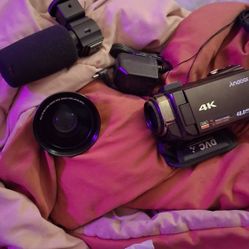 Camera With Movie Film Lens And Mic Attachment Movie Prop Money Green Screen And Trypod 