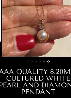 Cultured Pearl and Diamond Pendant Necklace