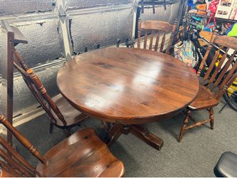 Antique Solid Wood Dining Table and Chairs