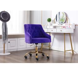 Brand new purple padded velvet rolling adjustable height chair