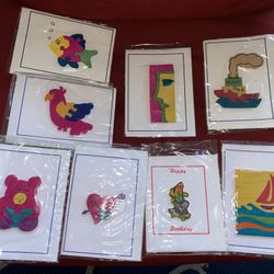 Set Of 8 Handmade Greek Wooden Puzzle Cards Imported From Greece 