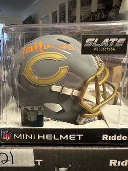 Mike Brown Signed Chicago Bears Riddell Slate Speed Mini Helmet Beckett