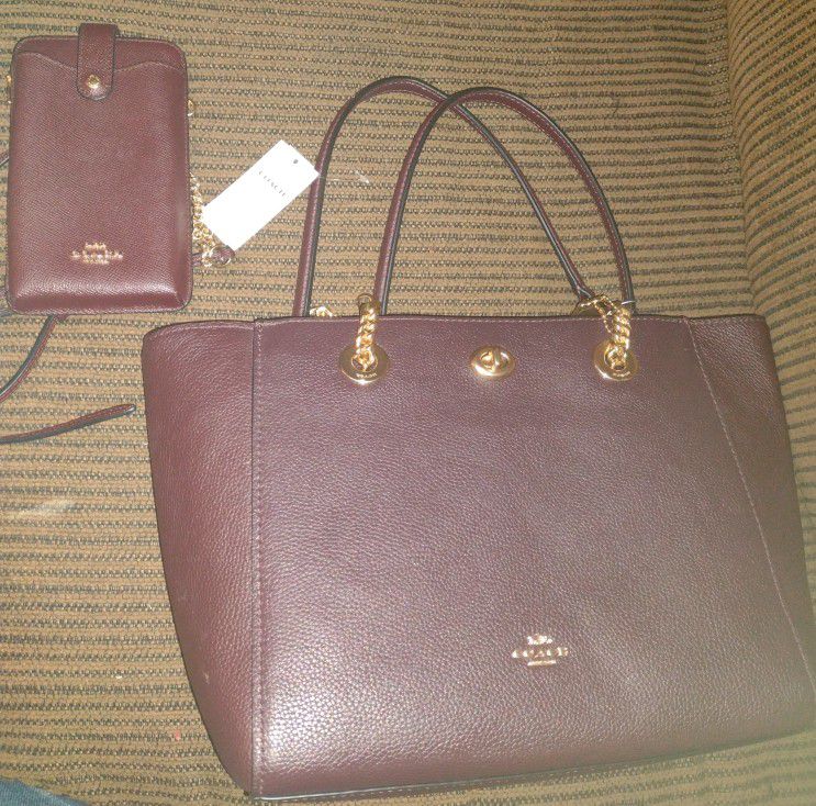 Coach Purse Brand New With Coach CellPhone Wallet 