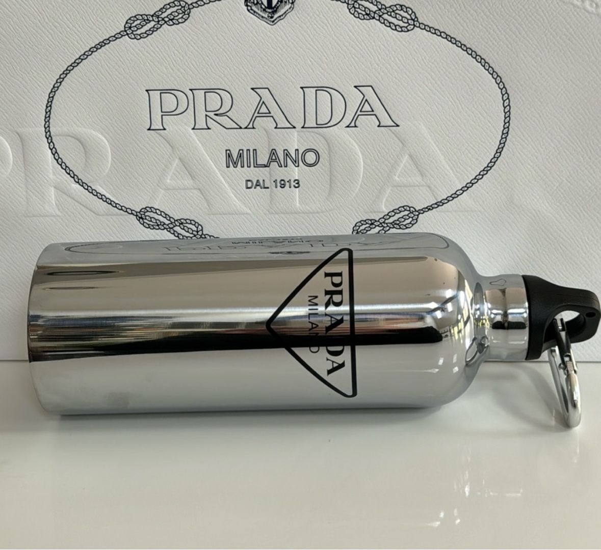 Prada Stainless Steel Water Bottle in Silver