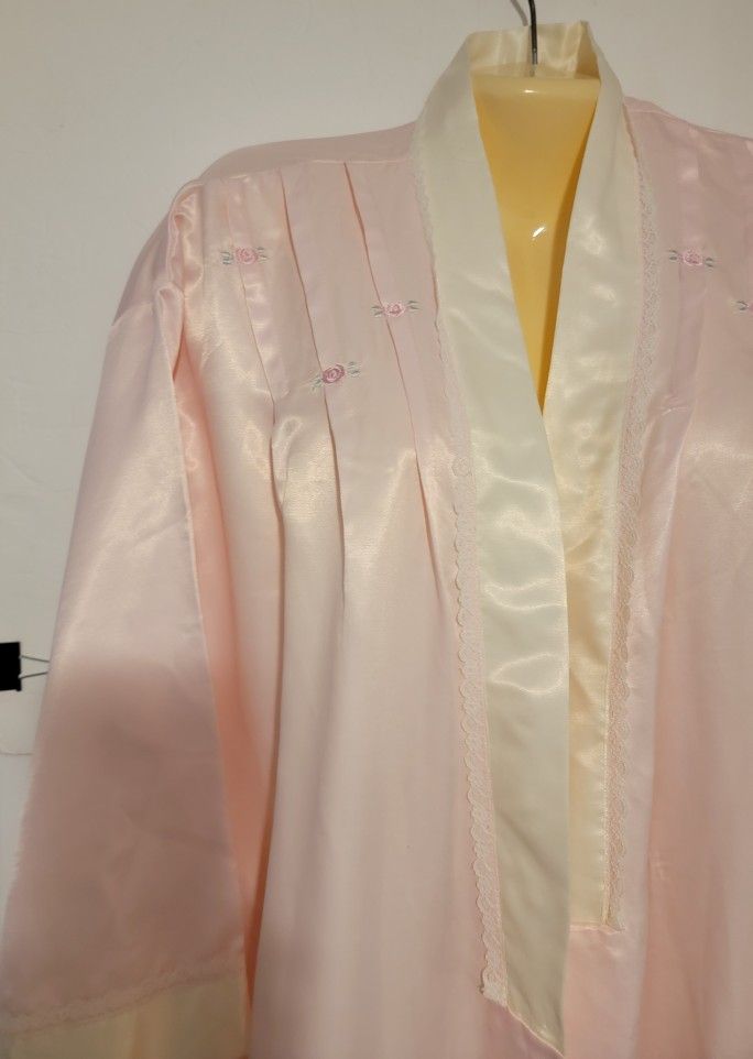 Barbizon Full Length Pink Creme Robe Tie Sash Large Vintage