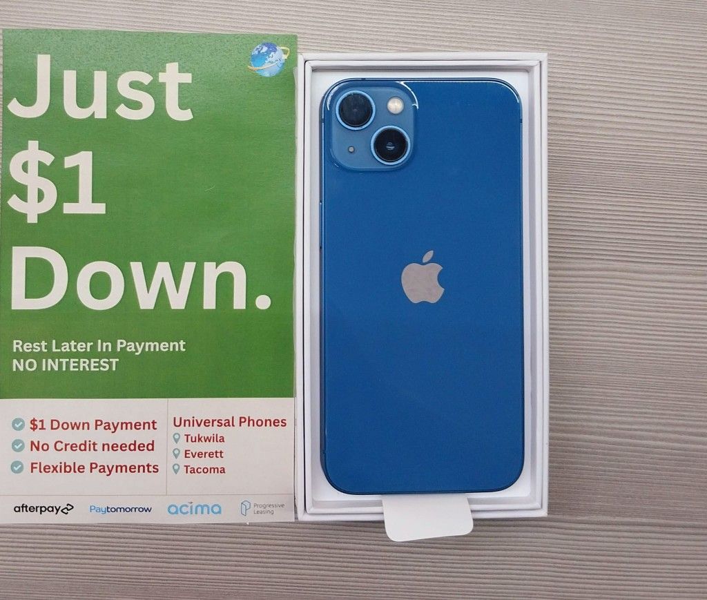 Apple IPhone 13 Mini 128gb Unlocked, FREE Smartwach/ Headphones. Pay $1 Today Rest in payments. NO CREDIT NEEDED FINANCING
