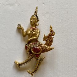 Stunning Gold Tone Kinnara Pin