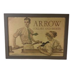 Framed Arrow Collars and Shirts Canvas Sign 21 1/2" x 28 1/2"