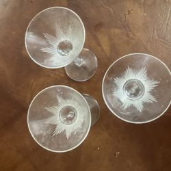 Set Of 3 Art Deco Cordial Glassed