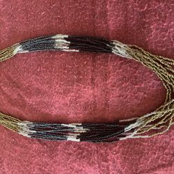 Long Glass Beaded Multi Strand Necklace