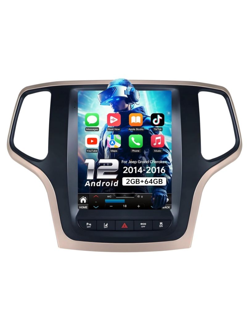 Car Stereo Radio for Jeep Grand Cherokee 2014-2016, Wireless Carplay Android Auto, 9.7" Tesla Style Touch Screen, WiFi, GPS, Head Units, Backup Camera