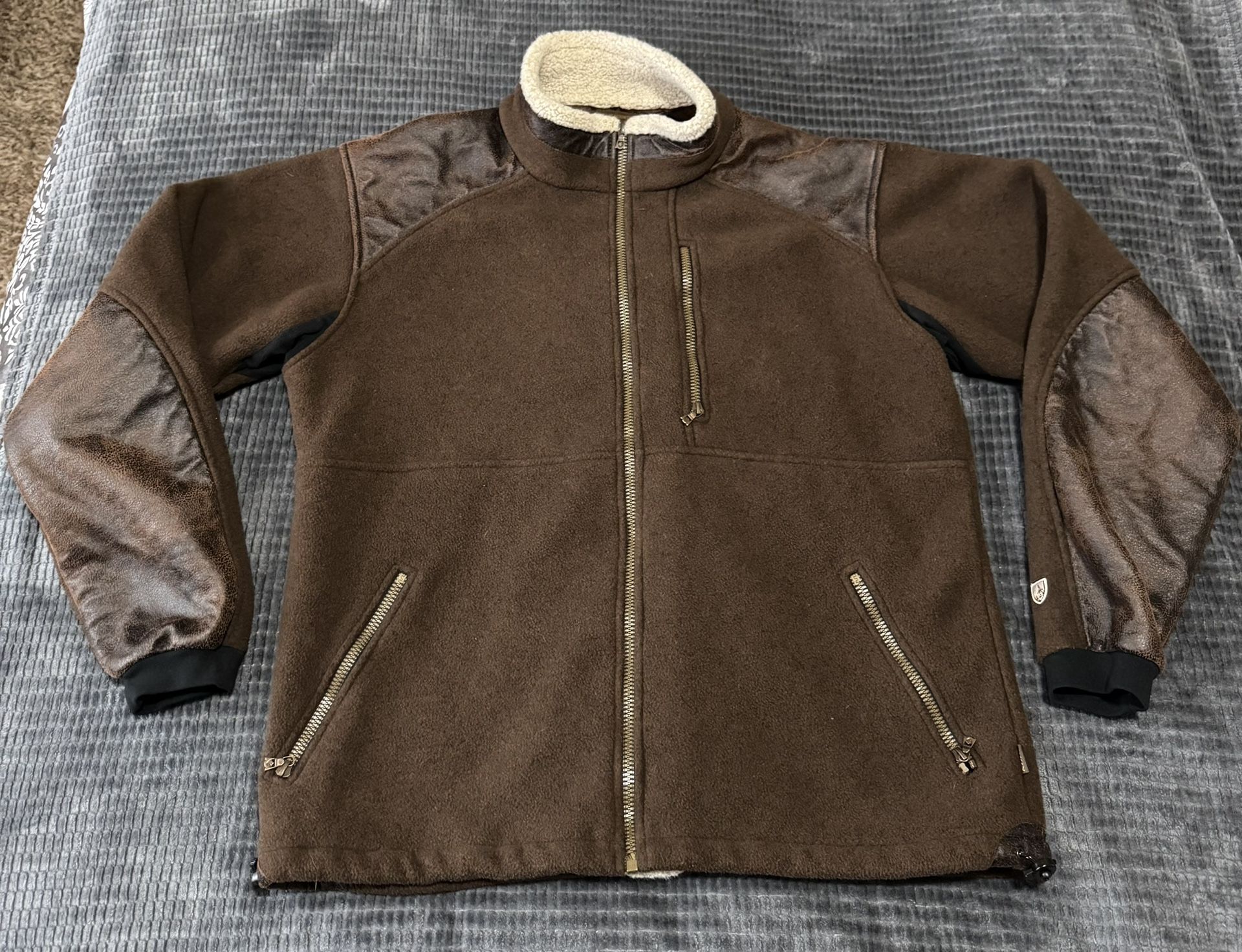 Kuhl Alpenwurxs Jacket Mens Large Fleece Full Zip Sherpa Trim Thumbholes 